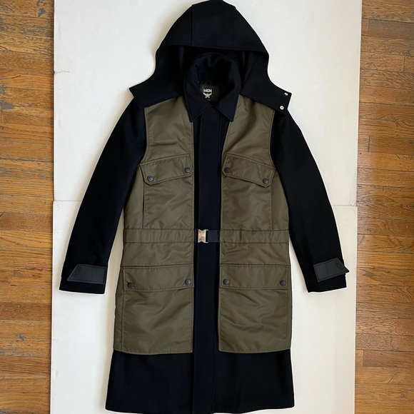 MCM Worldwide Mens Medium Wool Zip Hood Coat New - Picture 2 of 15